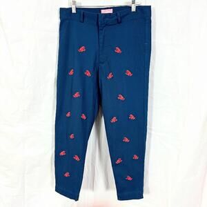 Castaway Nantucket Ankle Capri Stretch Twill Pant Embroidered Lobster Women SZ 8